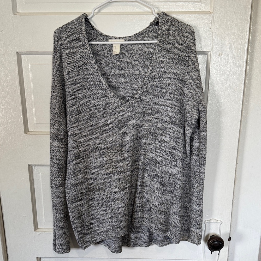 Gray V-Neck Sweater
